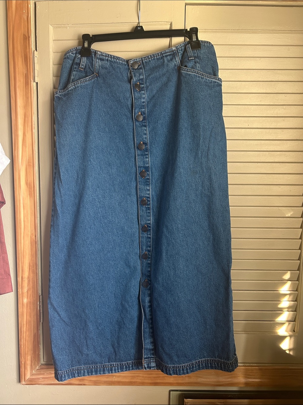 bill blass Blue Button-Front Denim Skirt